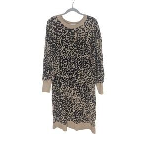 Loft Plus Wool Blend long sleeve sweater dress leopard Women sz 16/18